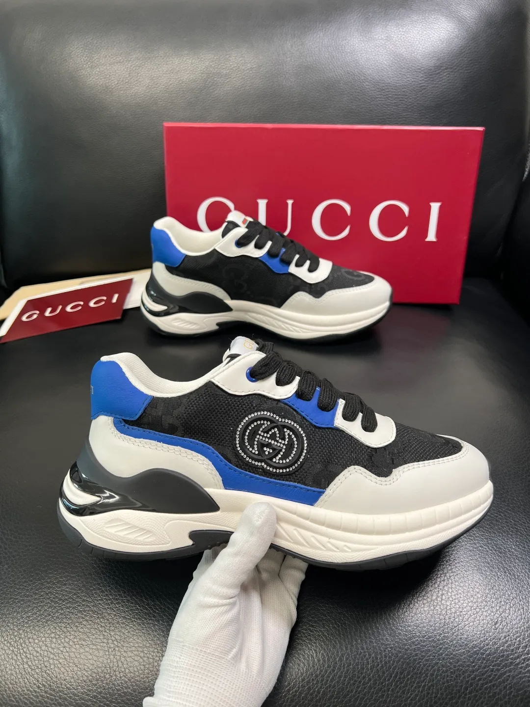 Men's shoes 💰800 Gucci top purchasing Gucci counter new model, original factory configuration imported cowhide from Italy with printed fabric, imported cowhide lining, breathable and comfortable, sole: original factory special sole is super comfortable, original factory and single goods are high quality, welcome to compare, code number 38-44 (customized 45)
